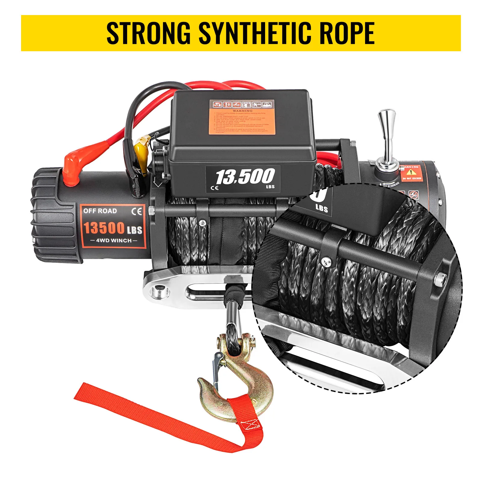 SIHAO 13500lbs Winches Electric 12v Off-road Vehicle Self-rescue Winch Steel Cable Winch with Remote Control for Towing Jeep