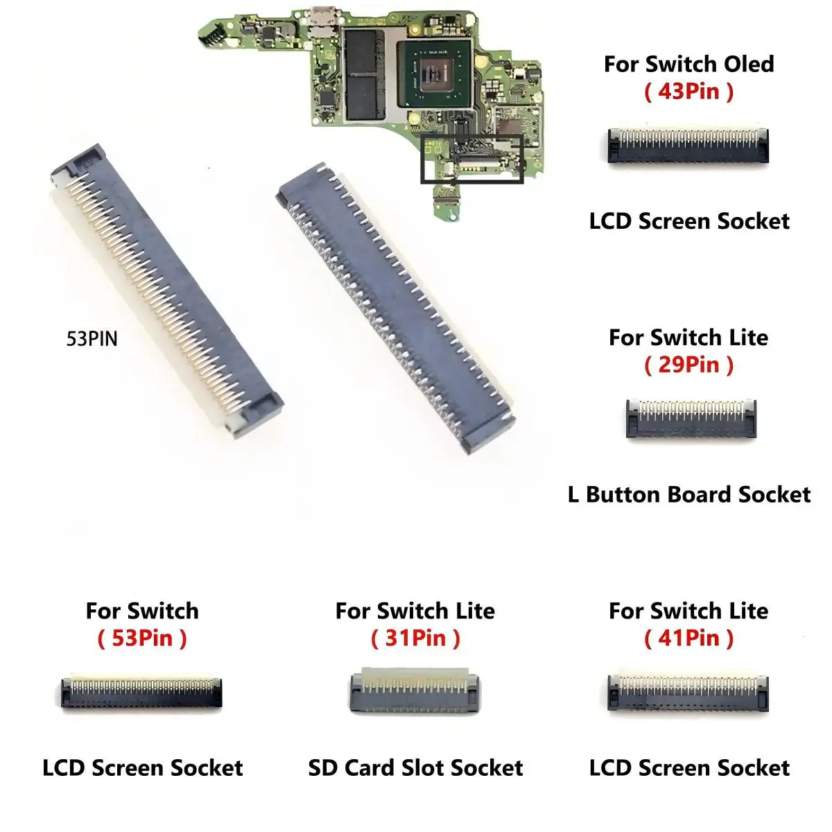 10pcs  For Swtich OLED LITE NS main unit screen LCD connector FPC