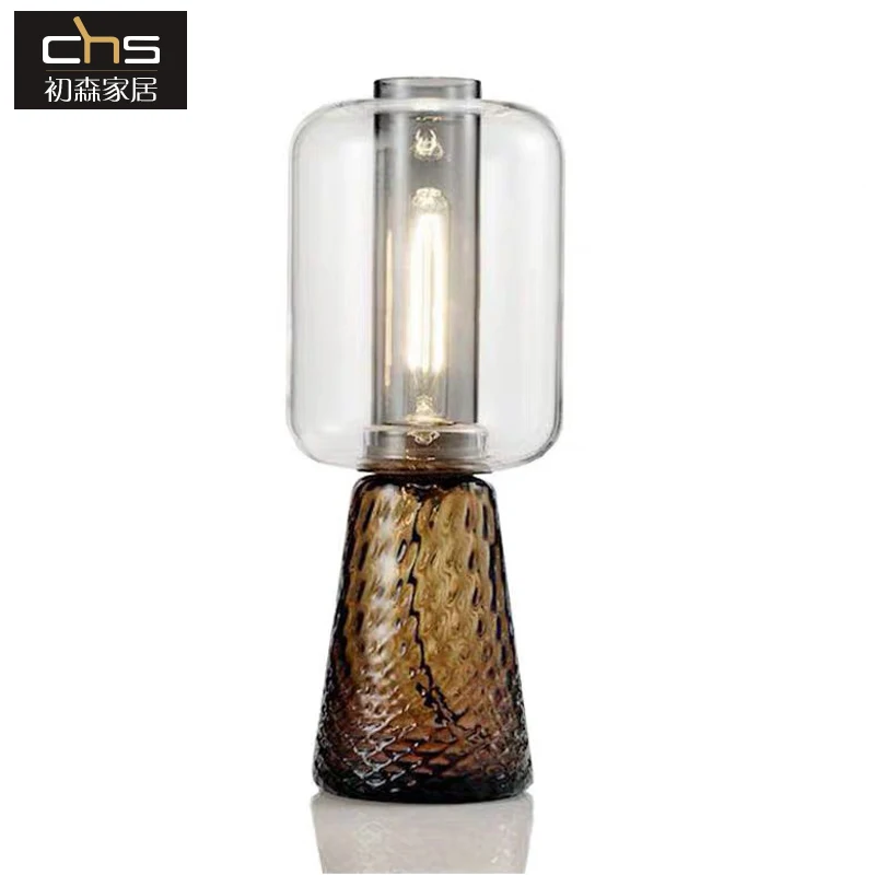 Ensemble table lamp Stylish personality Simple texture Glass table lamp Modern bedroom bedside lamp