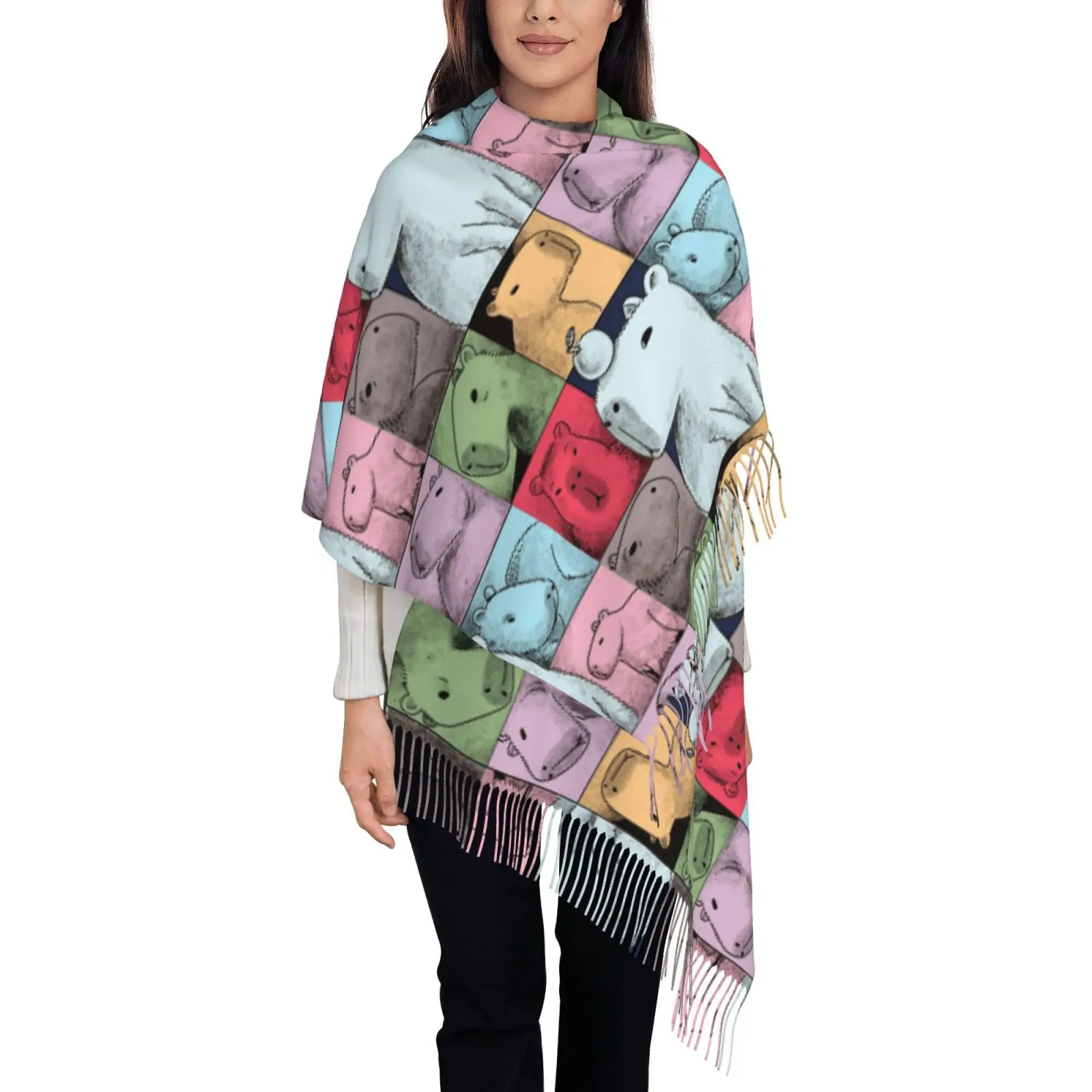 

Bee and Capybara Thermal Shawl Wraps for Womens Winter Warm Large Soft Scarf Shawl Scarves Lady Cartoon Comic Scarves