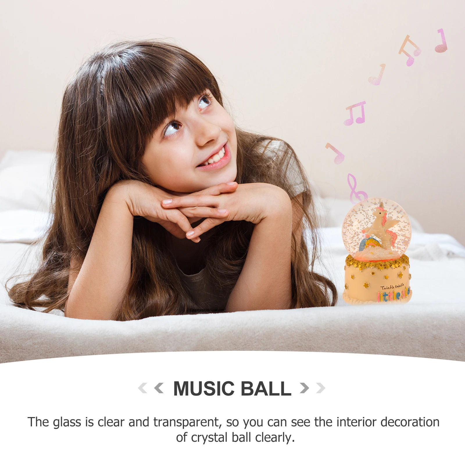 

Music Box Luminous Glass Ball Decorative Resin Birthday Gift Clear Transparent Festive Atmosphere Lovely