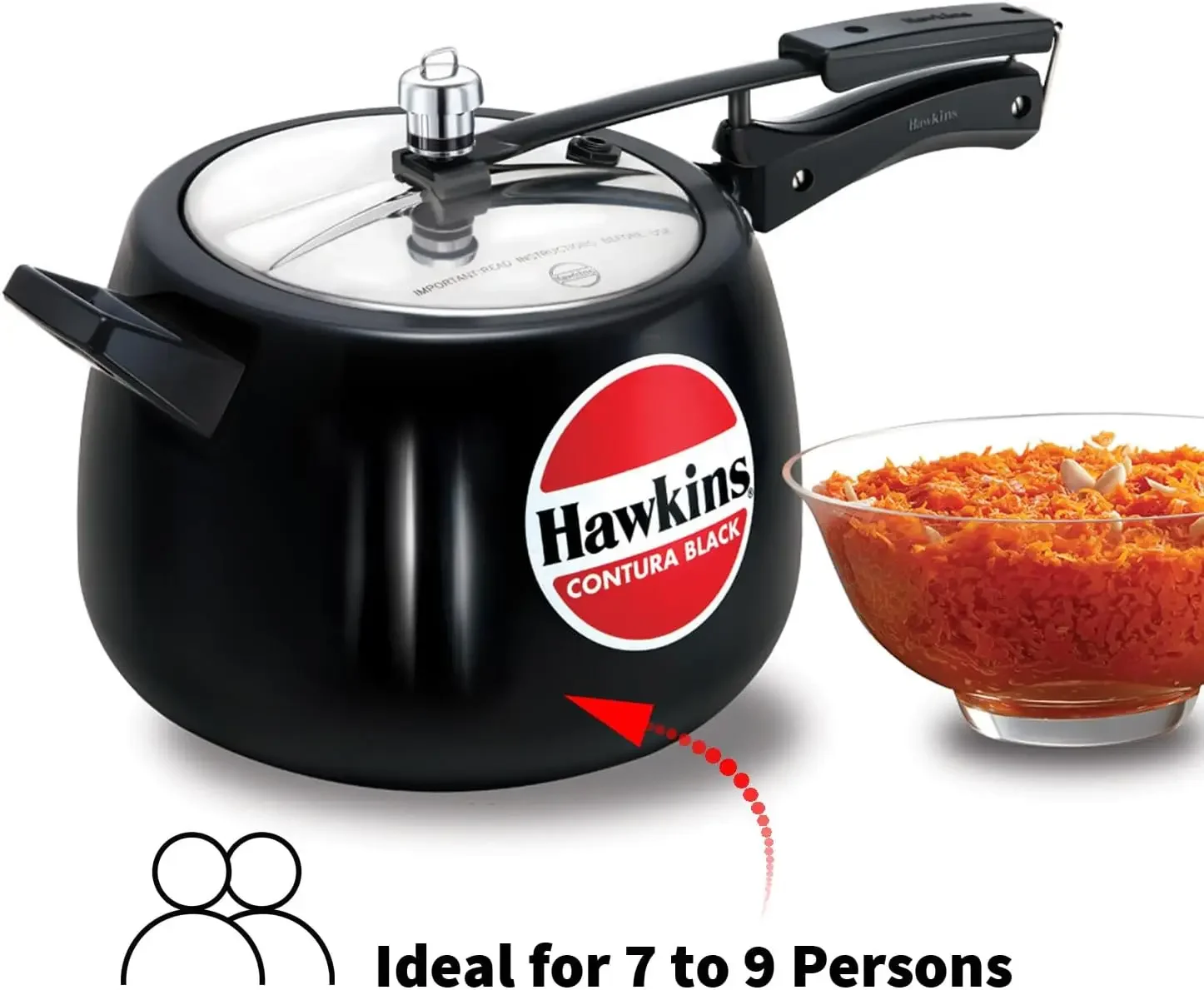 CB65 Hard Anodised Pressure Cooker, 6.5-Liter, Contura Black