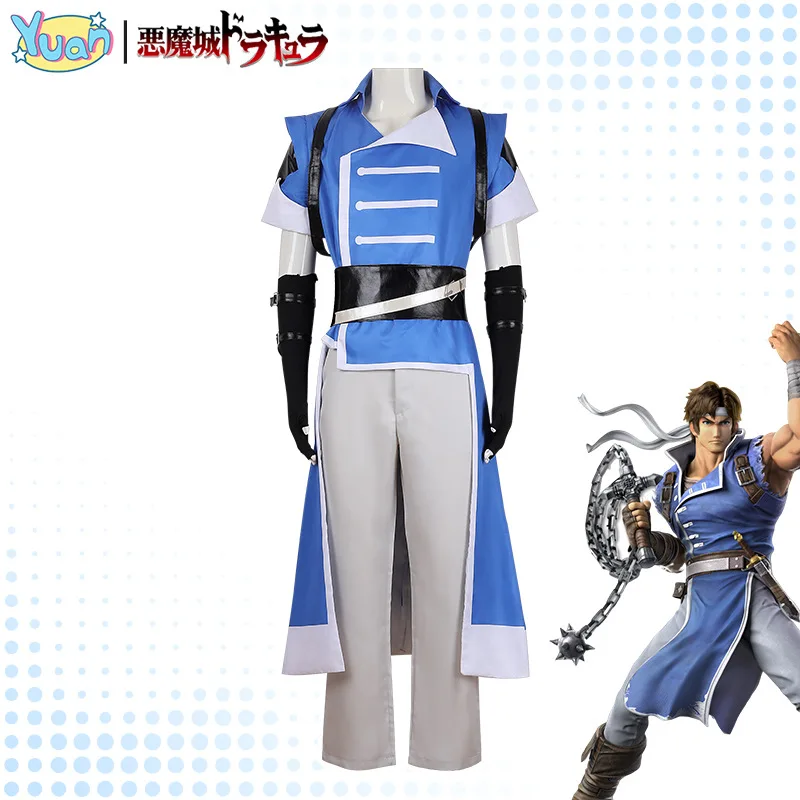 Richter Belmont Cosplay Men Costume Game Castlevania Top Pants Set Male Clothing Outfits Fantasy Halloween Carnival Party Suit