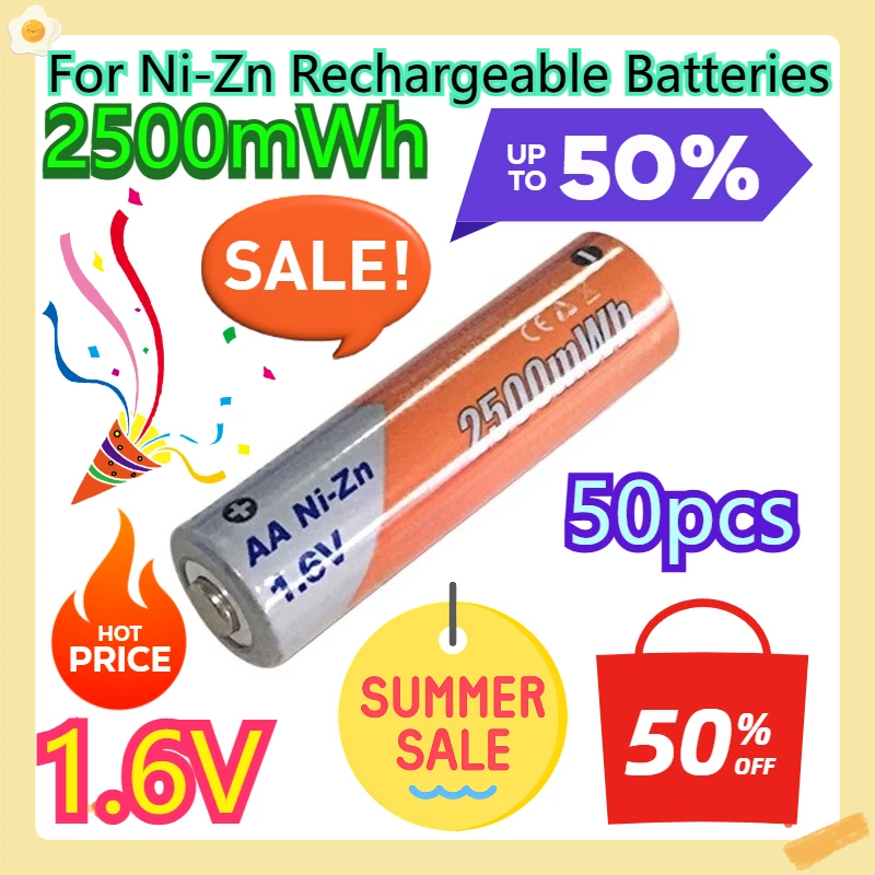 

For Ni-Zn Rechargeable Batteries 1.6V 2500mWh 50pcs