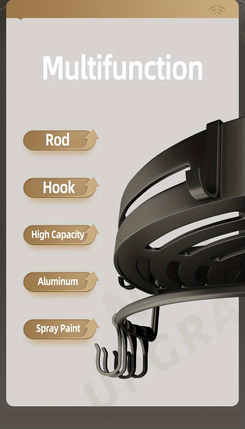 1 Stück nicht bohrendes Aluminium-Badezimmer-Aufbewahrungsregal – an der Wand montiertes Eckregal zur Aufbewahrung von Badezimmer-Shampoo-Duschgel-Kosmetik – Detail 2