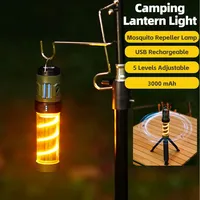 3 in 1 Mosquito Repeller Lamps USB Rechargeable Mini Camping Light with Triangle Bracket Outdoor Lanterns Light LED Flashlight