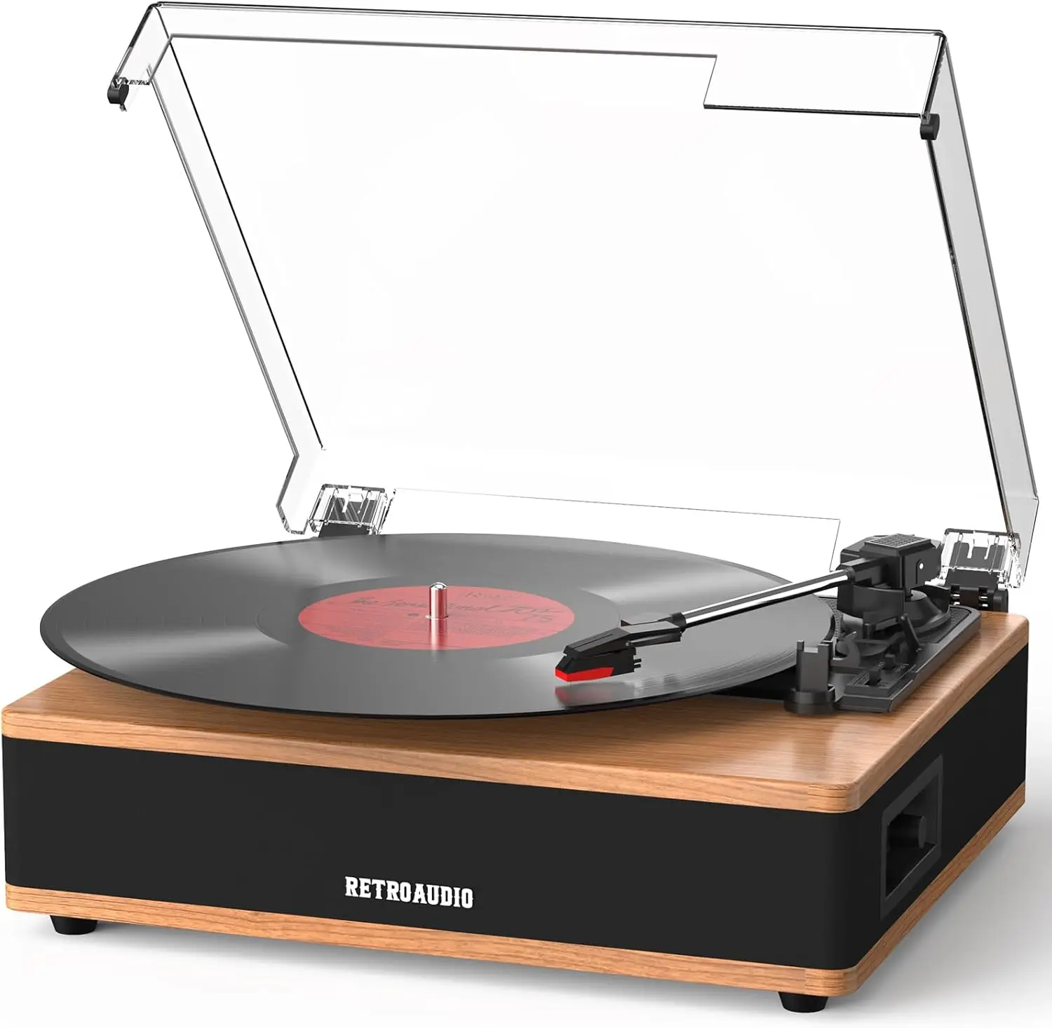 

Vinyl Record Player Bluetooth Turntable with Built-in Stereo Speakers, 3 Speeds, Auto Stop, Walnut