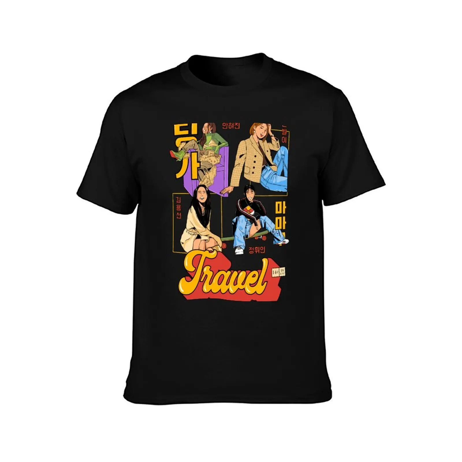 Mamamoo Dingga T-Shirt, Summer Casual Cotton Tee, Oversized Streetwear Tops, Vintage Graphic Print, Loose Fit Short Sleeve