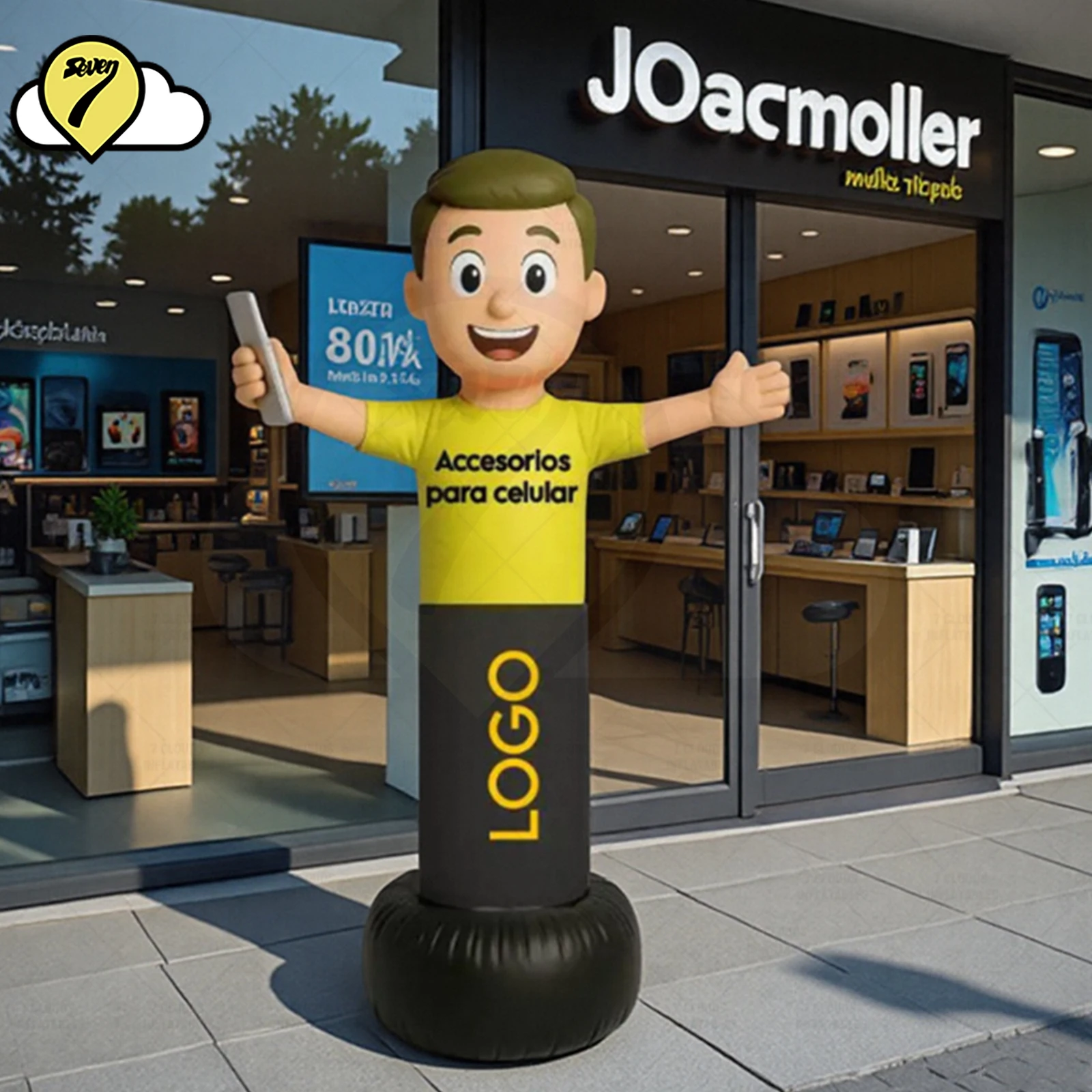 3M Gaint Customized New Inflatable balloon Toys Tubeman Air Dancer Model with Blower LED Advertising Decoration For Phone Store