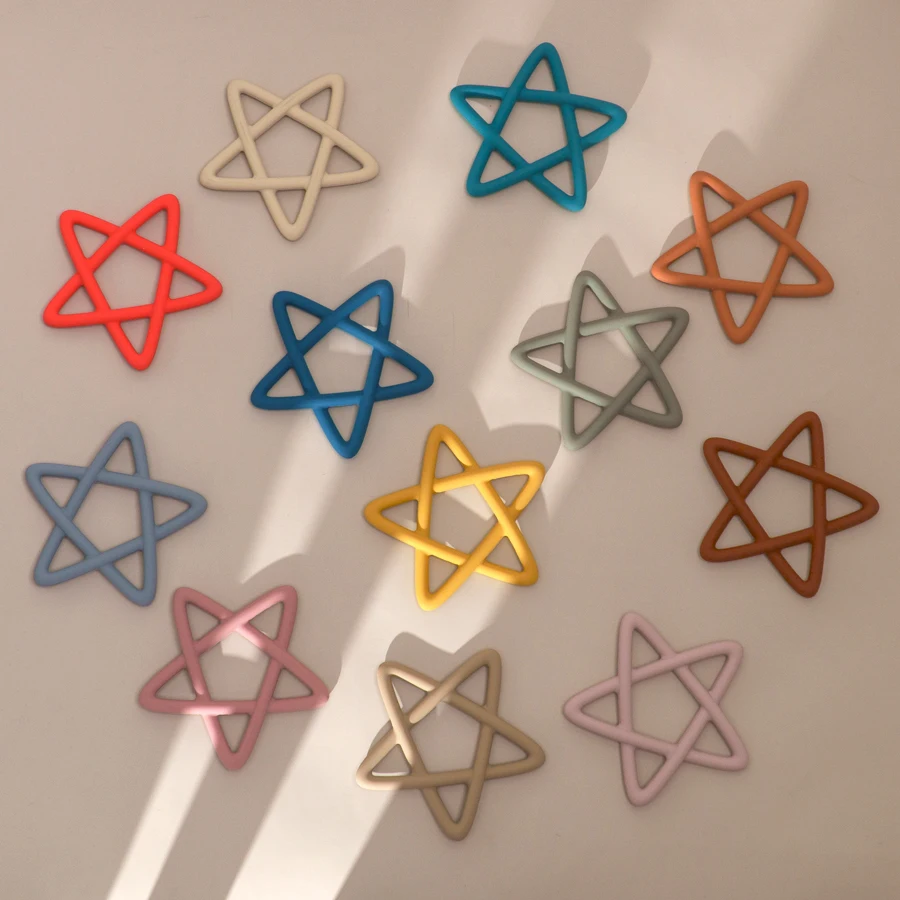 Custom Food Grade Pentagram Shape Baby Toys Kids Hand Teethers Silicone Sensory Teether Toys For Toddler Baby Accessories