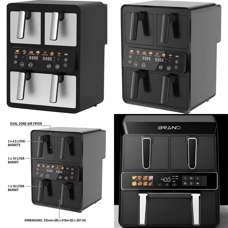 19L Double Basket Oil Free Air Fryer Large Capacity Kitchen Appliance Oven for Healthy Cooking
