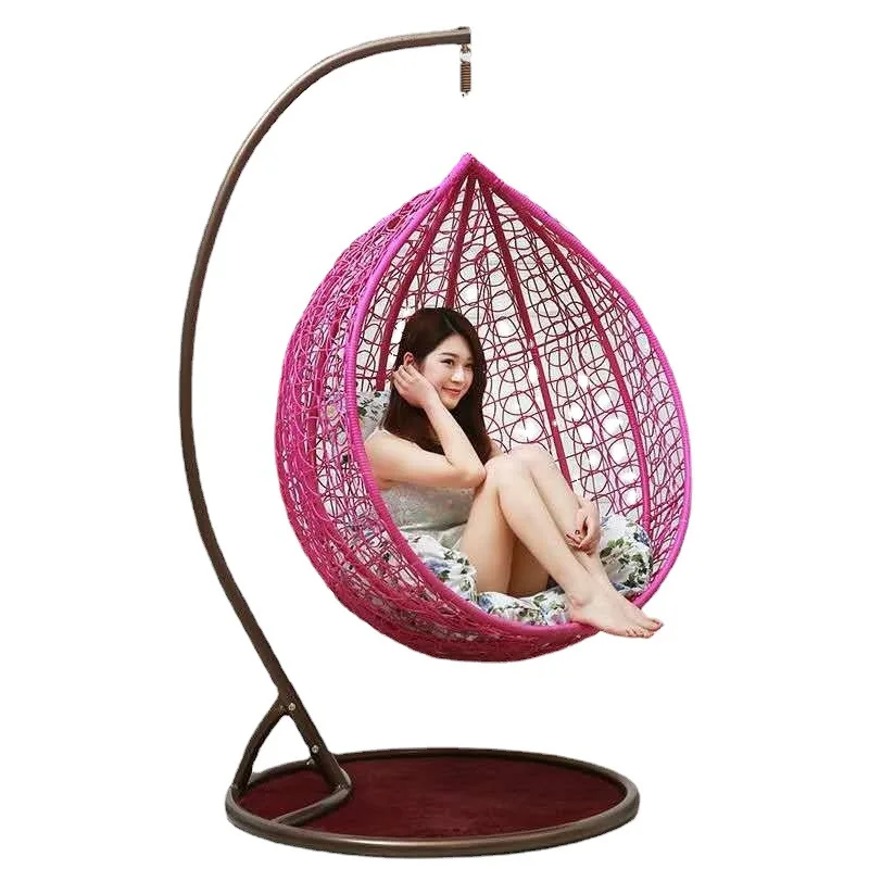 Hanging blue rattan chair bird\'s nest hanging chair swing outdoor home rocking chair indoor