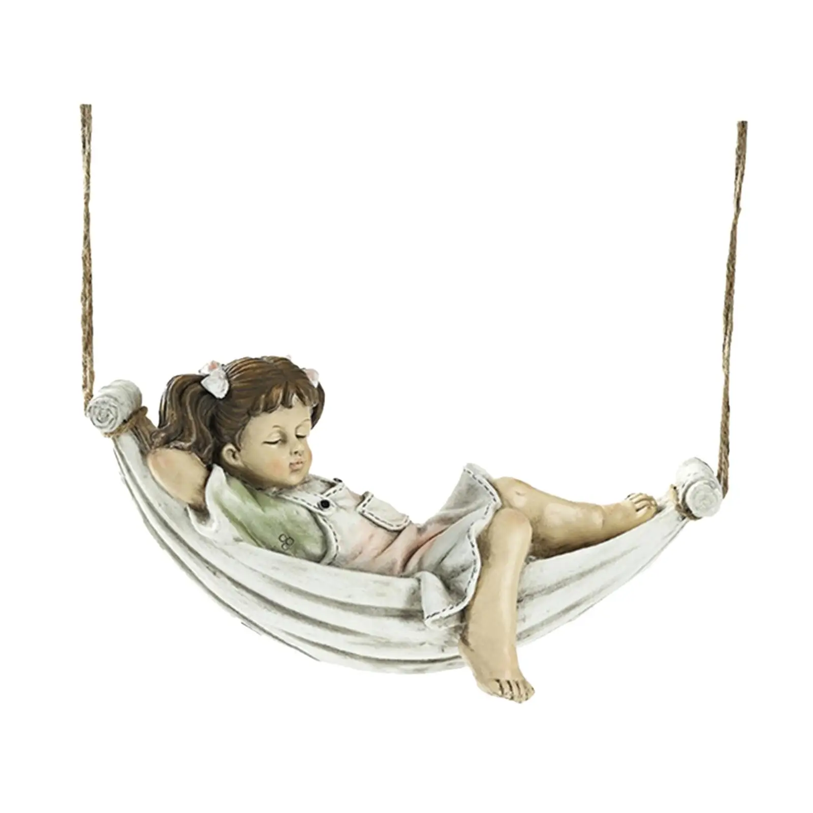 Garden Tree Hanging Statue Yard Lawn Outdoor Girl Swing Figurine Landscape