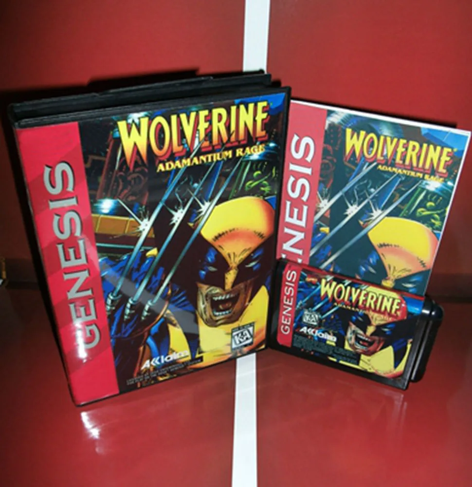 Cartão de jogo para Sega MegaDrive, Genesis Consoles, Wolverine, com US Box, Livro Manual, 16Bit, MD, Hot Sale