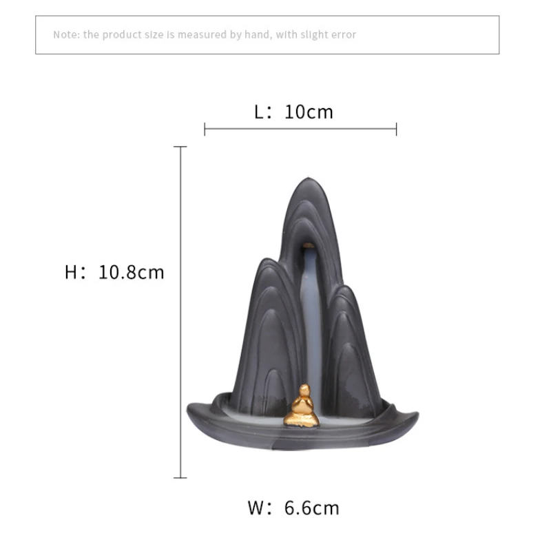 Zen Meditation Backflow Incense Burner Purple Clay Incense Holder for Home Decor Aromatherapy Relaxation Gifts (Without Incense）