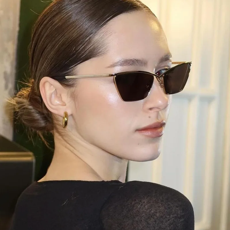 New Metal Cat's Eye Fashion Retro Personalized Sunglasses Outdoor Leisure Sunscreen Driving Trendy Women Sun Glasses