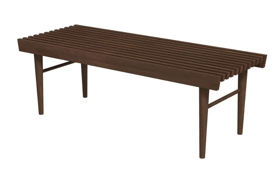 

Aldercrest 47.2" Solid Eucalyptus Slatted Bench in Walnut Stain Finish