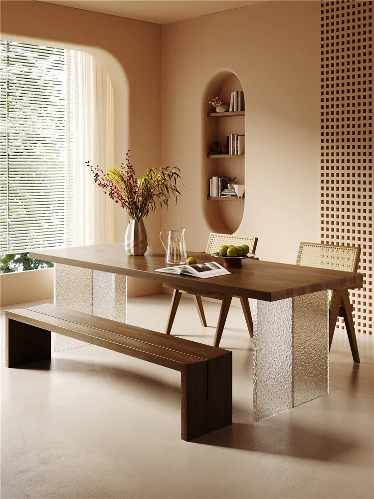 Suspended desk dining table, dual-purpose ash wood living room, long table, log large board table