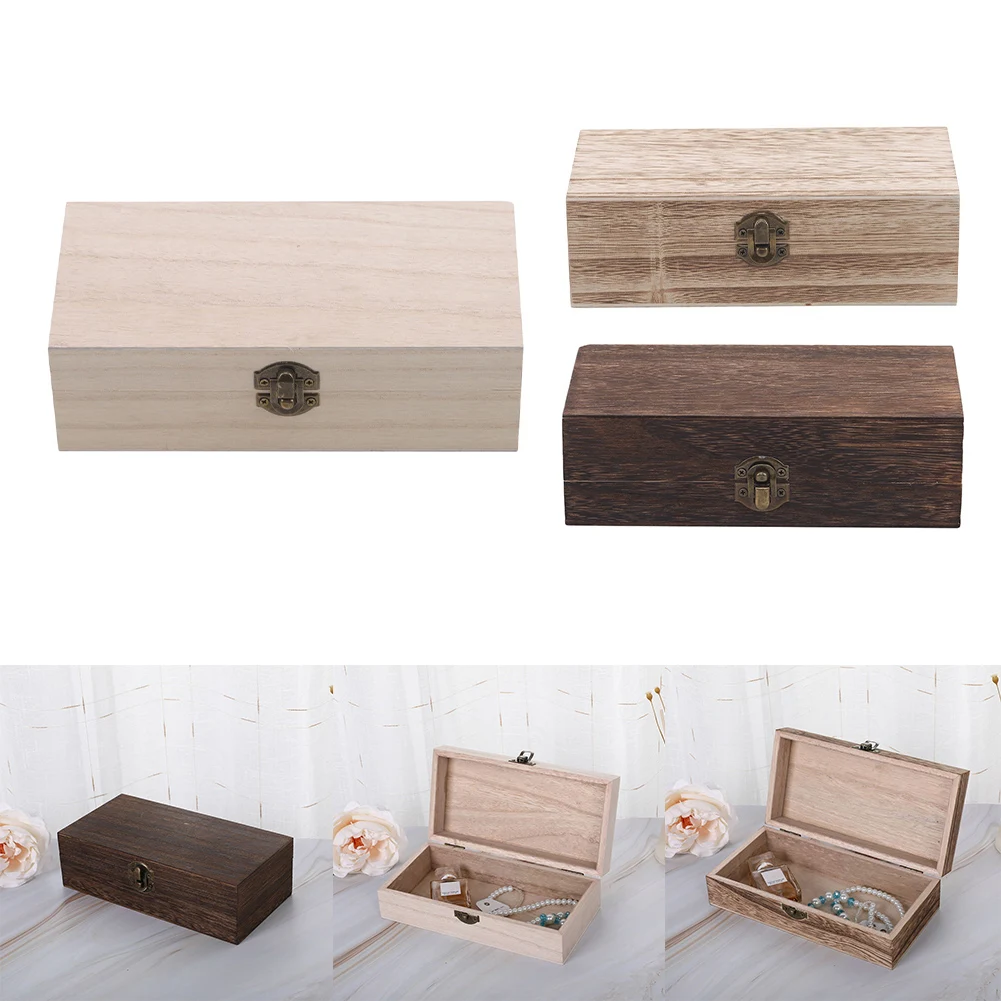 Rectangular Wooden Storage Box Retro Wooden Box Clamshell Wooden Gift Box Home Sundries Storage Box