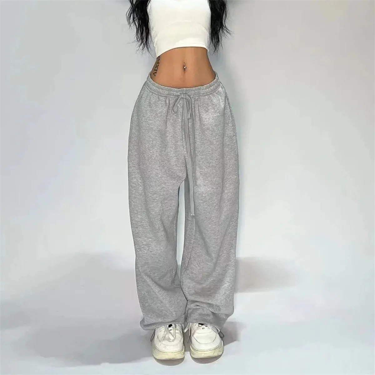 Pantalon de survêtement ample pour femmes, jambes larges, rétro américain Y2K, jogging, Baggy, Hip Hop, surdimensionné, Streetwear