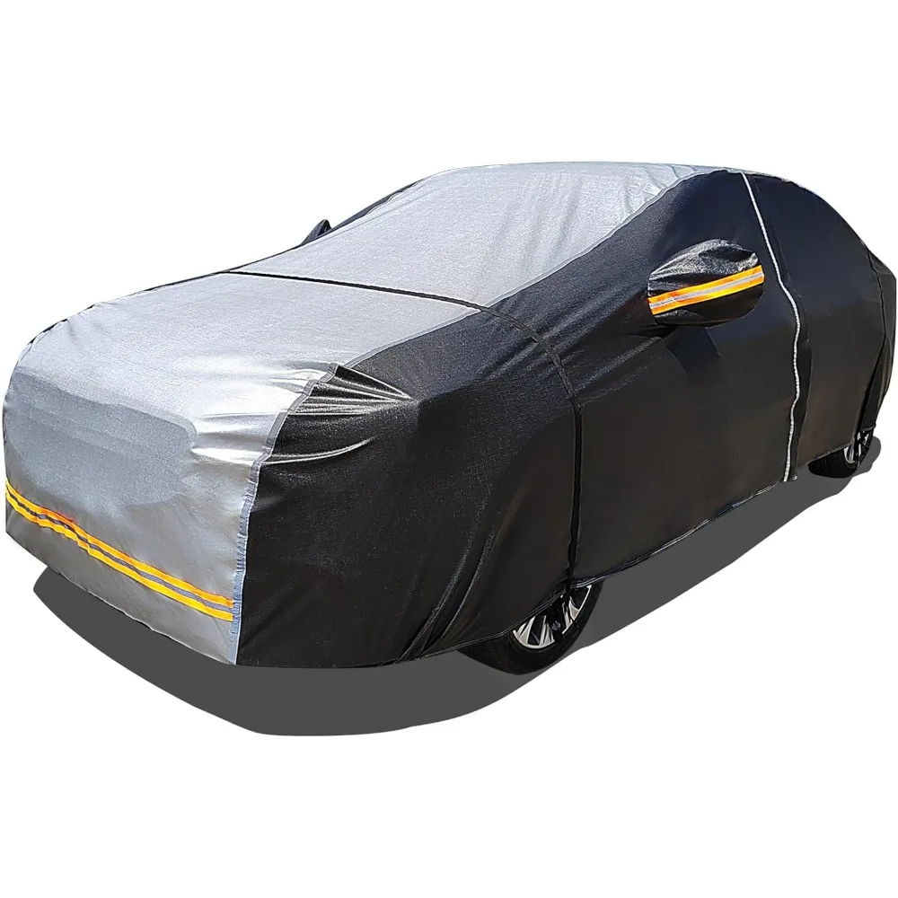 

6-Layer Waterproof All-Weather Car Cover with Zipper for Sedans 196-210 Inches, UV & Snow Protection