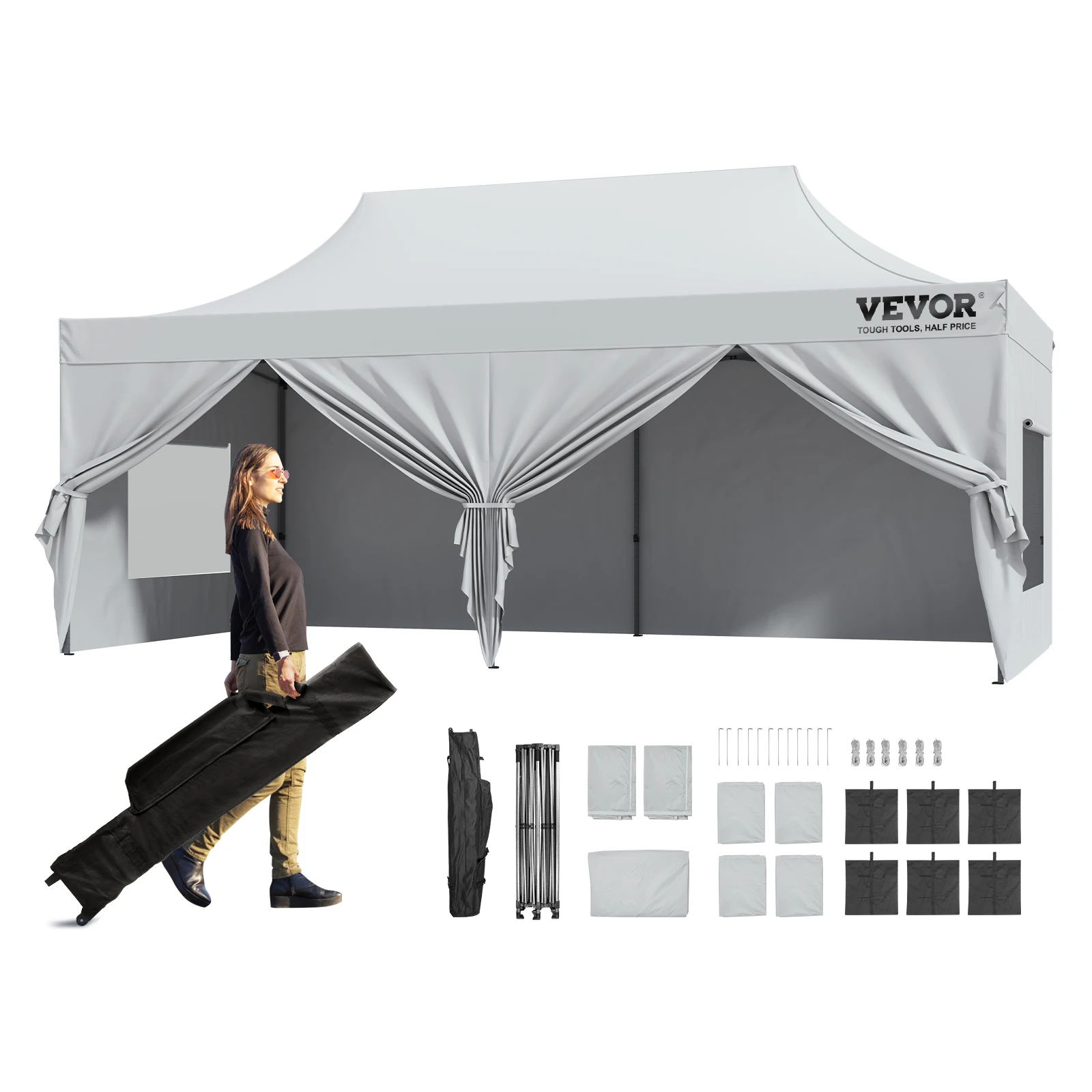 VEVOR Pop-up Canopy Instant Canopies Removable Sidewalls Portable Gazebo UV Resistant Waterproof Tents for Outdoor Events Party