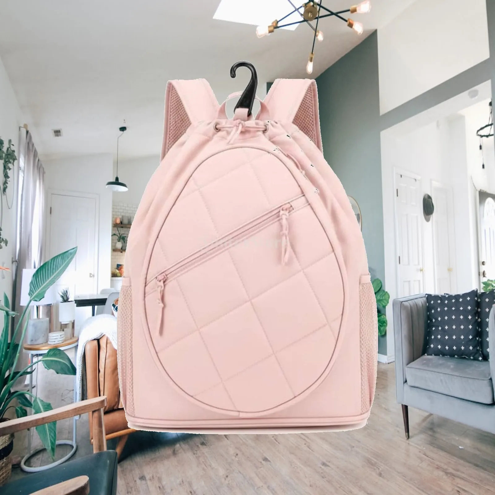 スポーツパドルバッグ-シューズコンパートメント-バドミントンラケットバッグ-アウトドア用-テニスバックパック-旅行用-ピンク