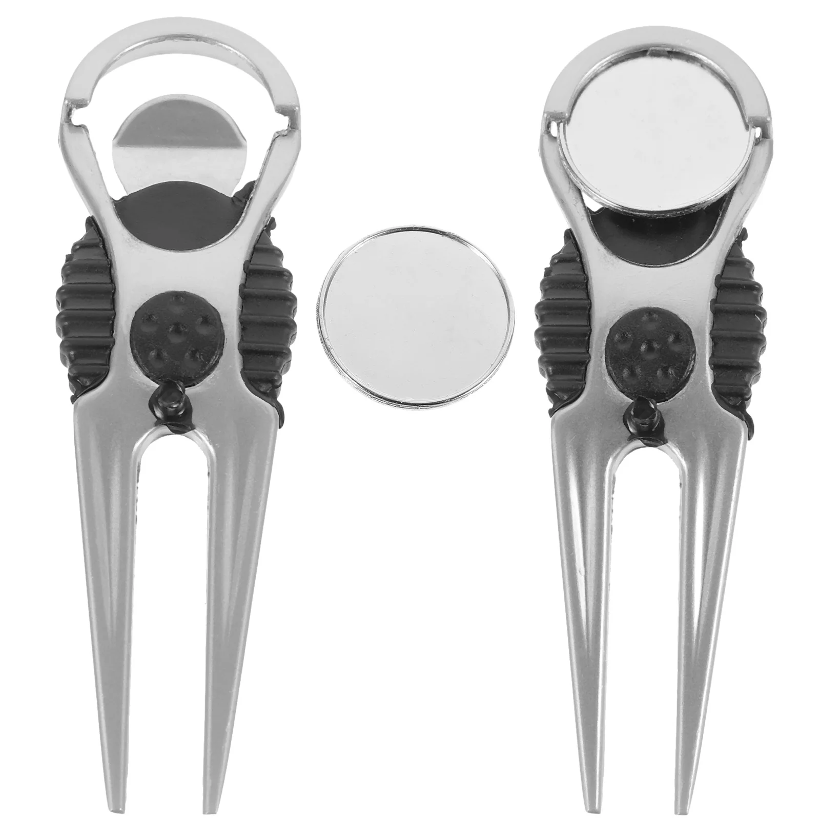 2개입 골프 디봇 툴 휴대용 그린 수리용 포크 볼 마커 야외 스포츠 코스 클럽 액세서리 경량