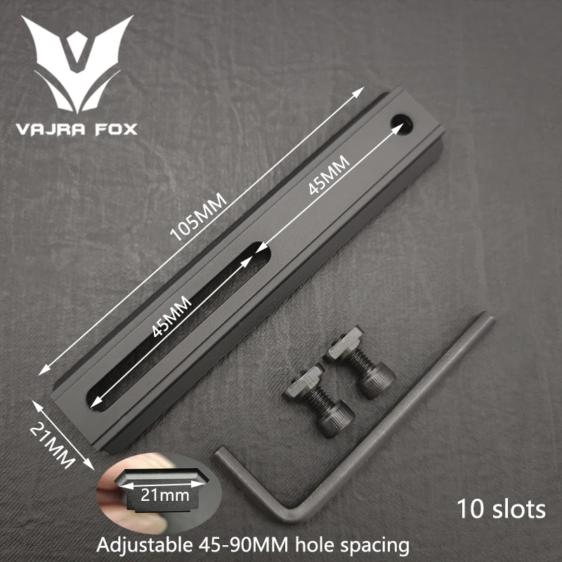 Adjustable Hole Spacing Rails 21mm Rail Total Length 135mm 105MM 75mm 55MM Rail  Dual System Mlok Keymod Hunting Accessories