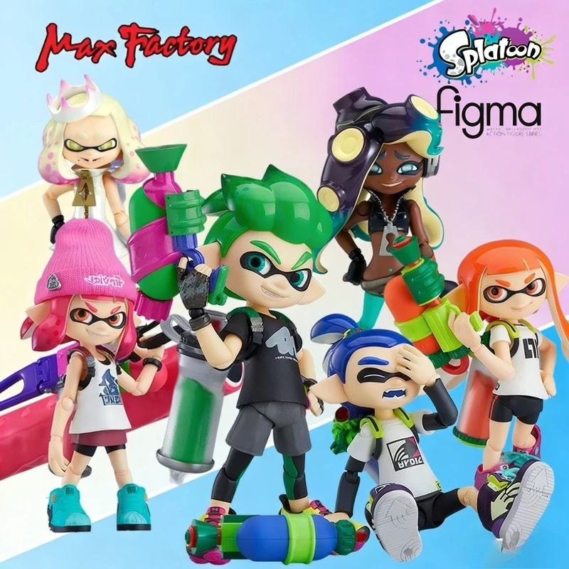 

Оригинальная коллекционная подвижная фигурка Max Factory Figma Splatoon Series Inkling Boy & Girl DX Edition из ПВХ, модель для демонстрации