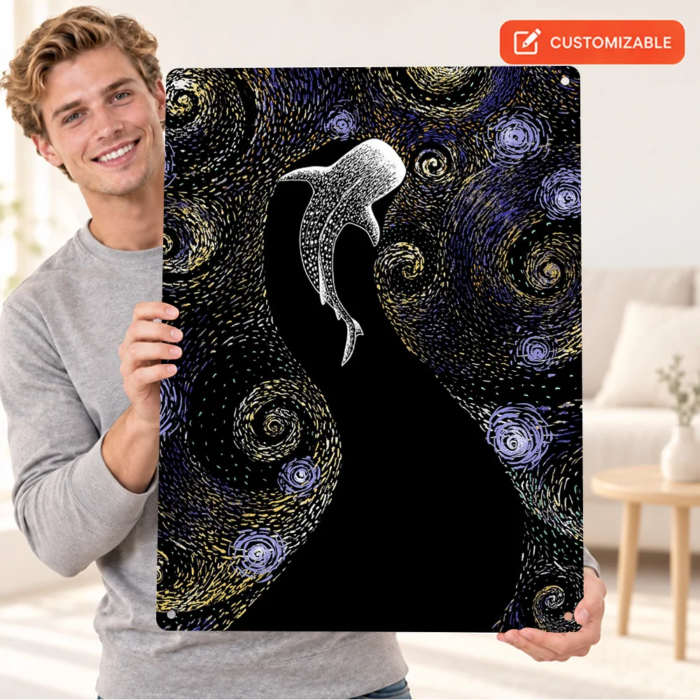 Star Eater Van Gogh Textured Metal Poster Customized Aluminum Sign Surreal Cosmic Design Wall Art For Home Office Birthday Gift