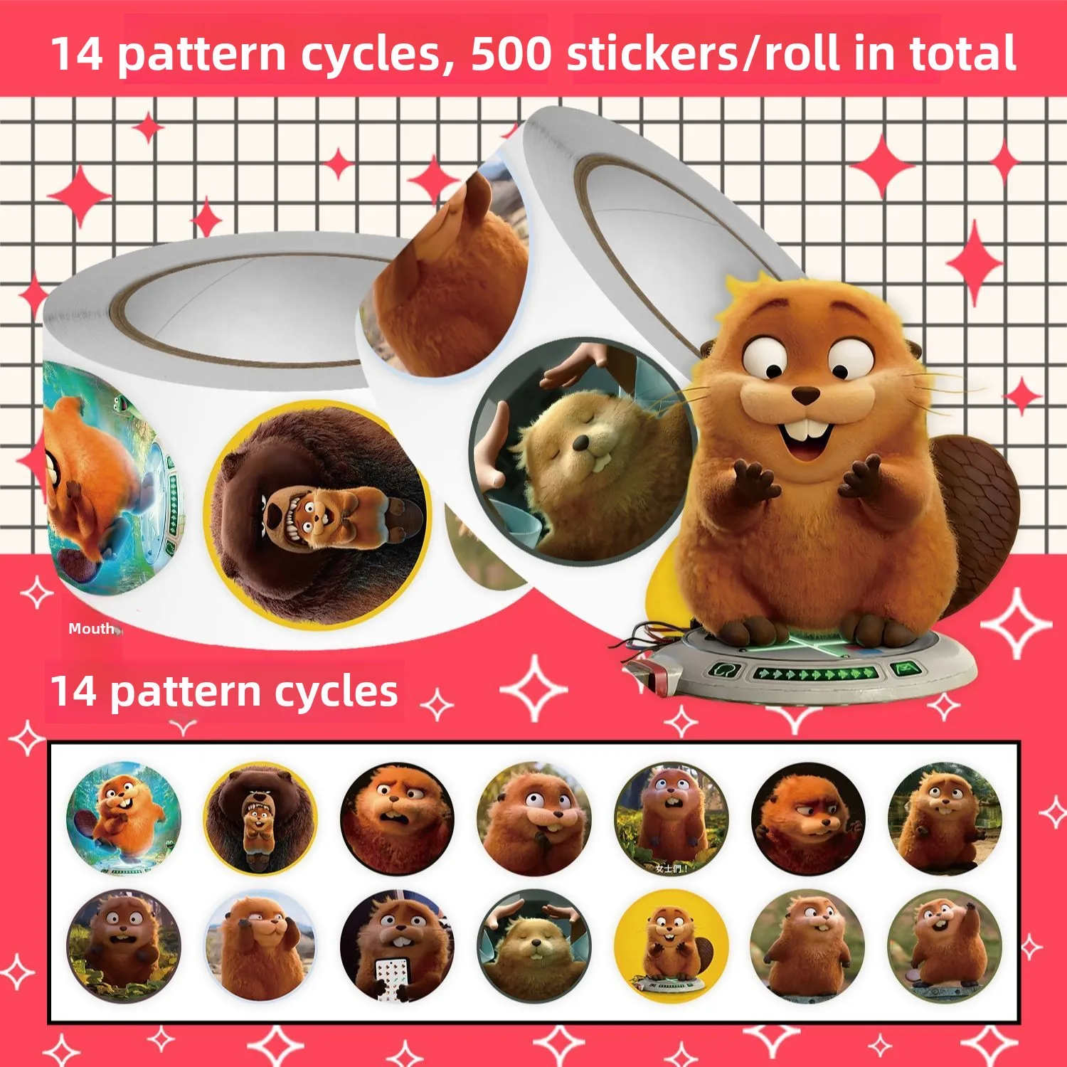 

Hot Sale 2000P Hoppers Beaver Mabel Roll Stickers Cute Kawaii DIY Decorative Stickers for Scrapbook Craft Decor Diary Phone Case