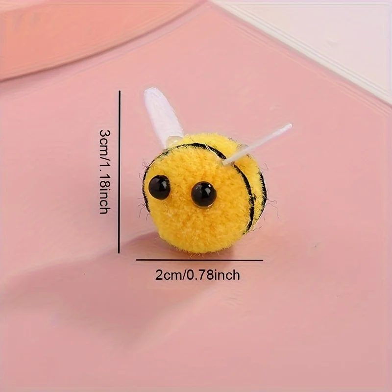 10 Stück Mini-Bienen-Pom-Dekorationen, Bastelarbeiten, Partygeschenke, Blumenarrangements, DIY-Projekte, Heimdekorationszubehör – Detail 1