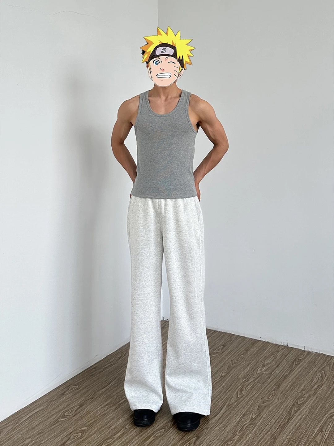 

Men's Fce Lined Straight Leg Fitn Trousers Heavyweight Drapey Winter Casual Long Pants American Sle ey And White