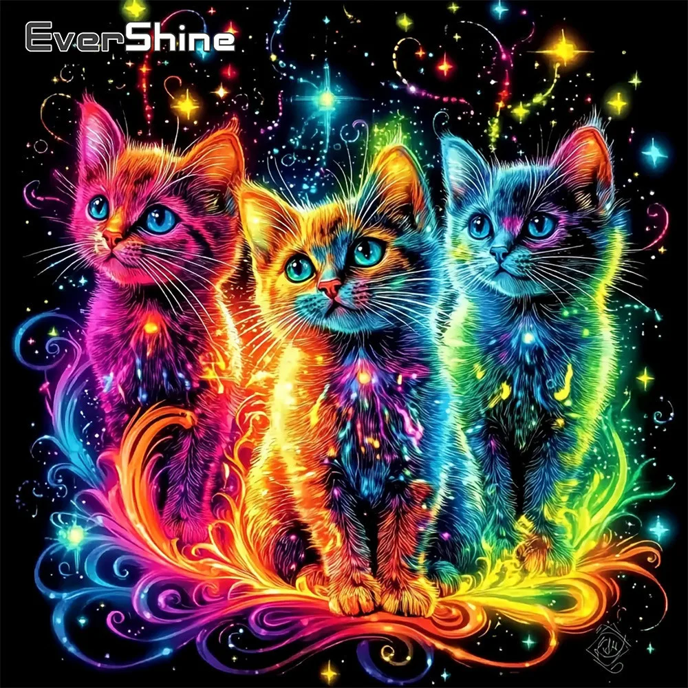 EverShine Diamant-Mosaik Tierbild mit Katze, vollflächige Stickerei aus Strass, 5D-Diamantmalerei, Dekoration für Zuhause