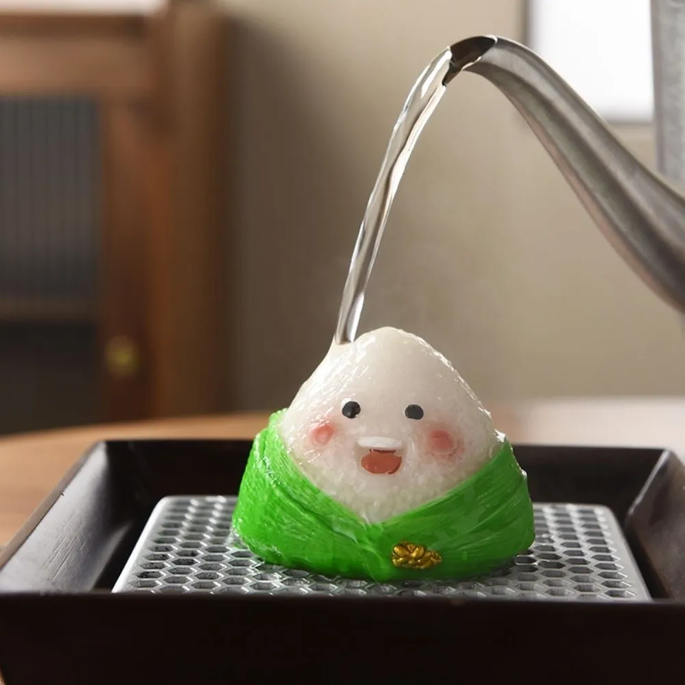 The Tea Favors Tea Pet Zongzi Sculpture Green Chinese Style Resin Rice Dumpling Statue High Temperatures Blessing