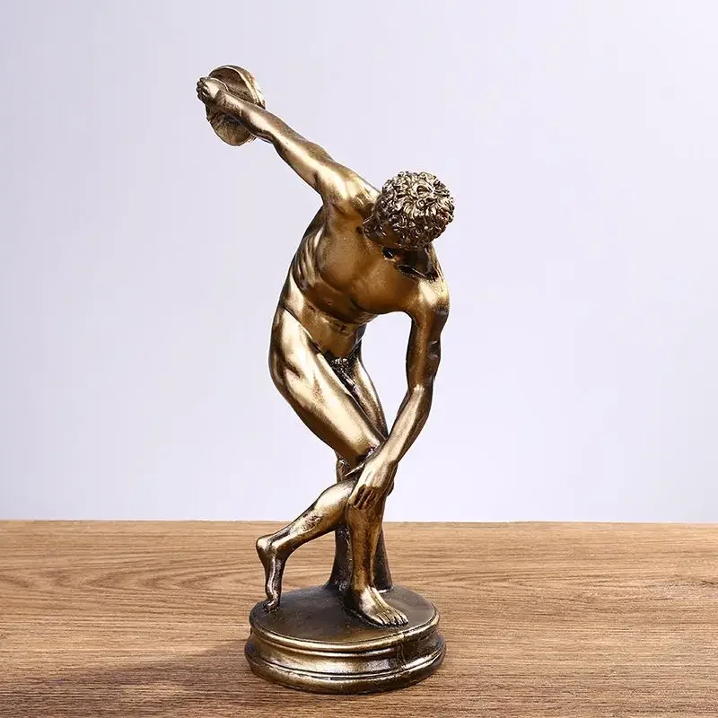 Figura de lanzador disco griego antiguo, escultura resina, adorno para el hogar, habitación, decoración oficina, estatu