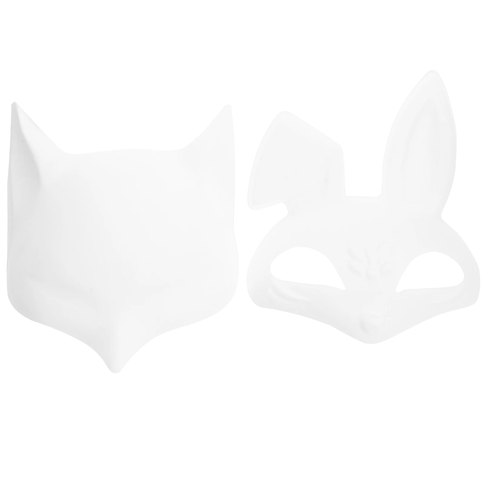 

4 Pcs Pointed Ears White Mask Halloween Blank Pvc Animal Masquerade Party Favor