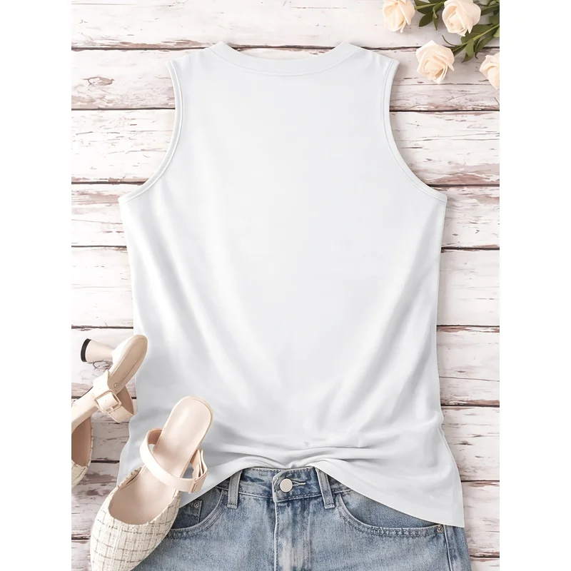 Zen Minimalist Sleeveless Top |   Meditation Themed T-Shirt |   2026 Summer New Casual Vacation Style Clothing
