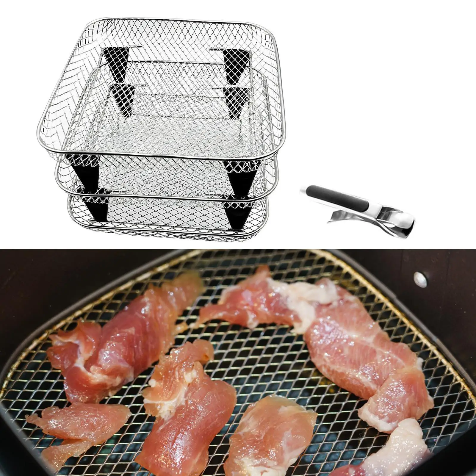 رف مقلاة هوائية مربعة قابل للتكديس للمطبخ والمطعم والمنزل