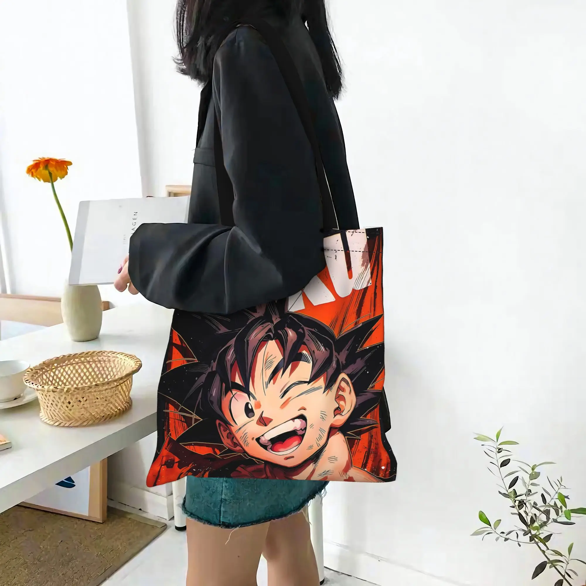 Fashion Dragon Ball Super Saiyan Goku Women's Bag Shopping Bag  Canvas Tote Bag Women'S Shoulder Handbag Christmas Gift
