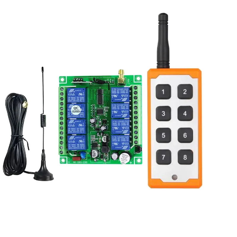 433MHZ DC 12V 24V 36V 8CH 8Channel RF Wireless Remote Control System Receiver NEW Transmitter Universal power industrial