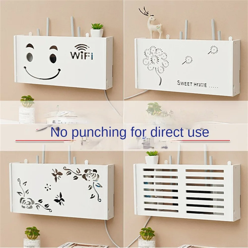 Wifi Router Storage Box Outlet Set Top Case Wall Mount Board Cover Hide Cable Switch Shelf Home Office Holder Hanging Organizers