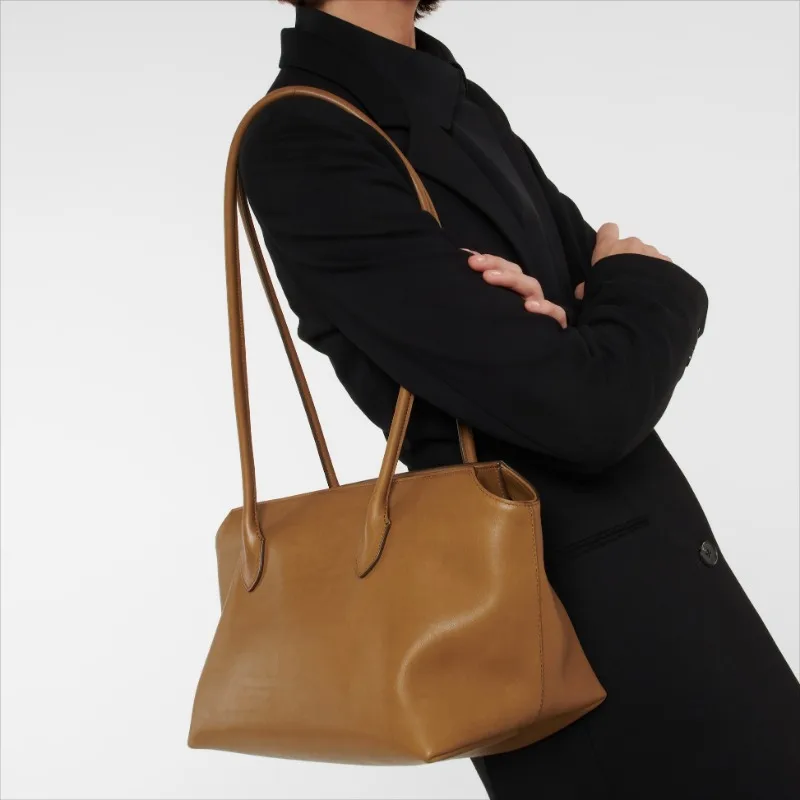 Commuter Simple Shoulder Handheld Tote Bag Cowhide Large Bag