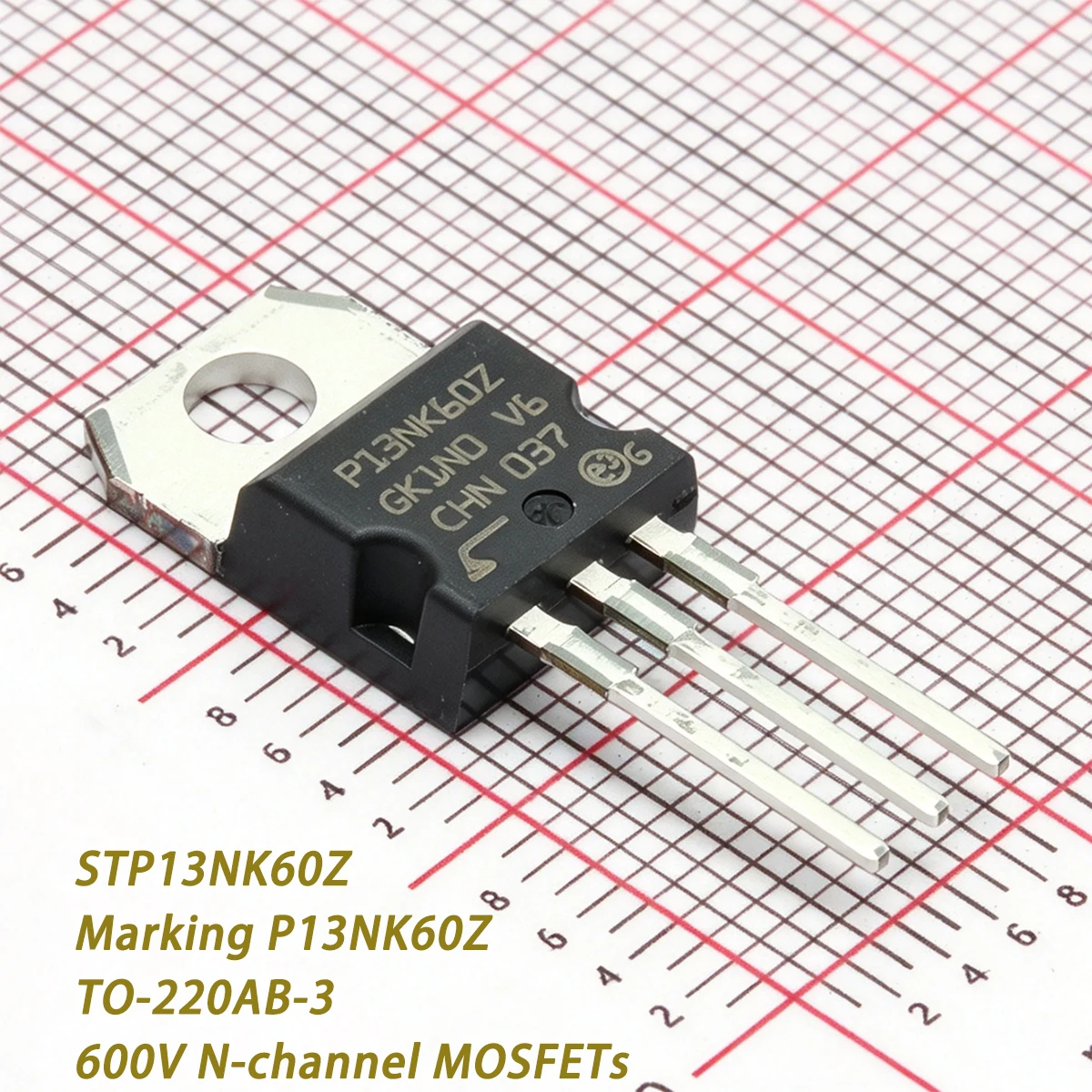 2PCS STP13NK60Z Marking P13NK60Z TO-220AB-3 600V 13A 150W 550mΩ 0.55Ωohms N-channel NEW Original Field-Effect Transistor MOSFETs