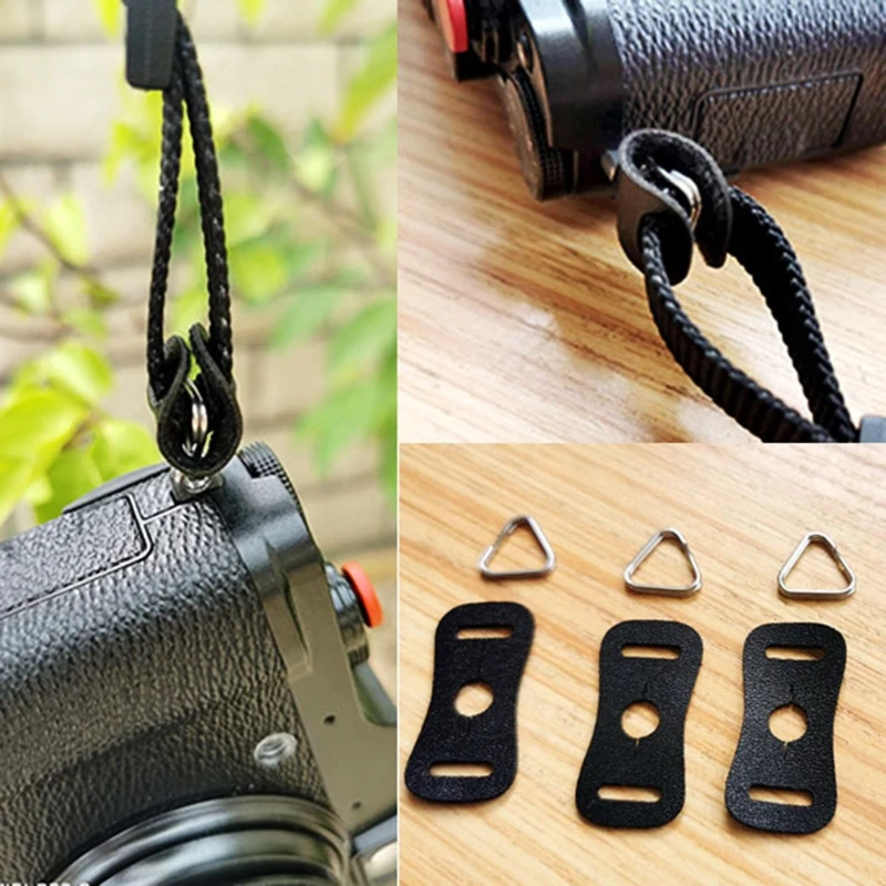 50PA 2Pcs Universal Lug Ring Camera Strap Triangle Split Ring Leather Protector Cover Pads Camera Photo Accessories