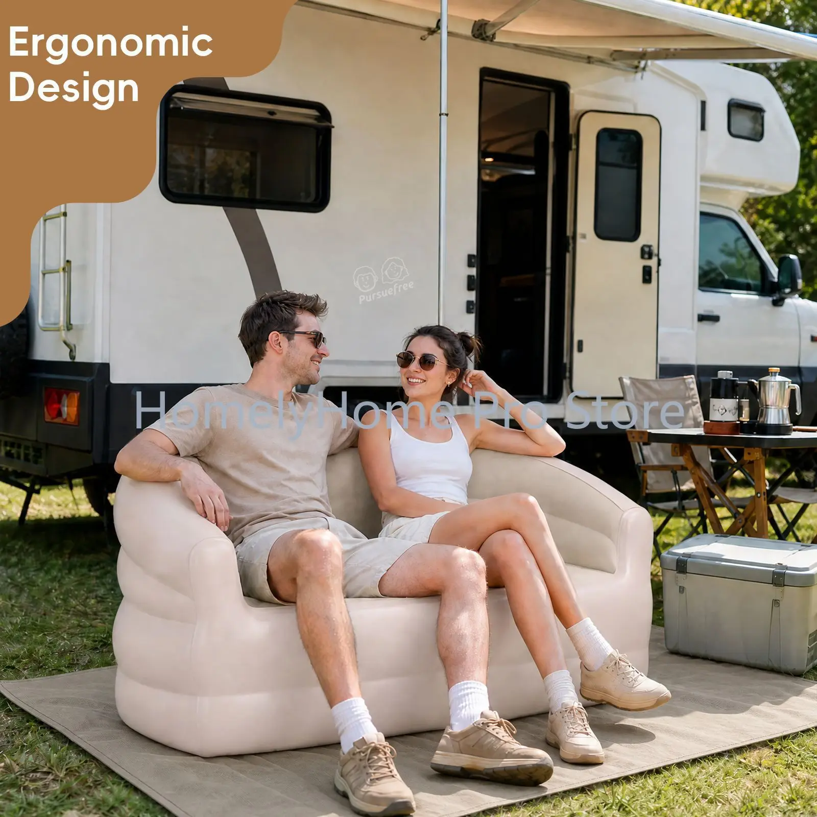 Inflatable sofa Self-inflatable built-in pump Double indoor outdoor camping Portable lazy