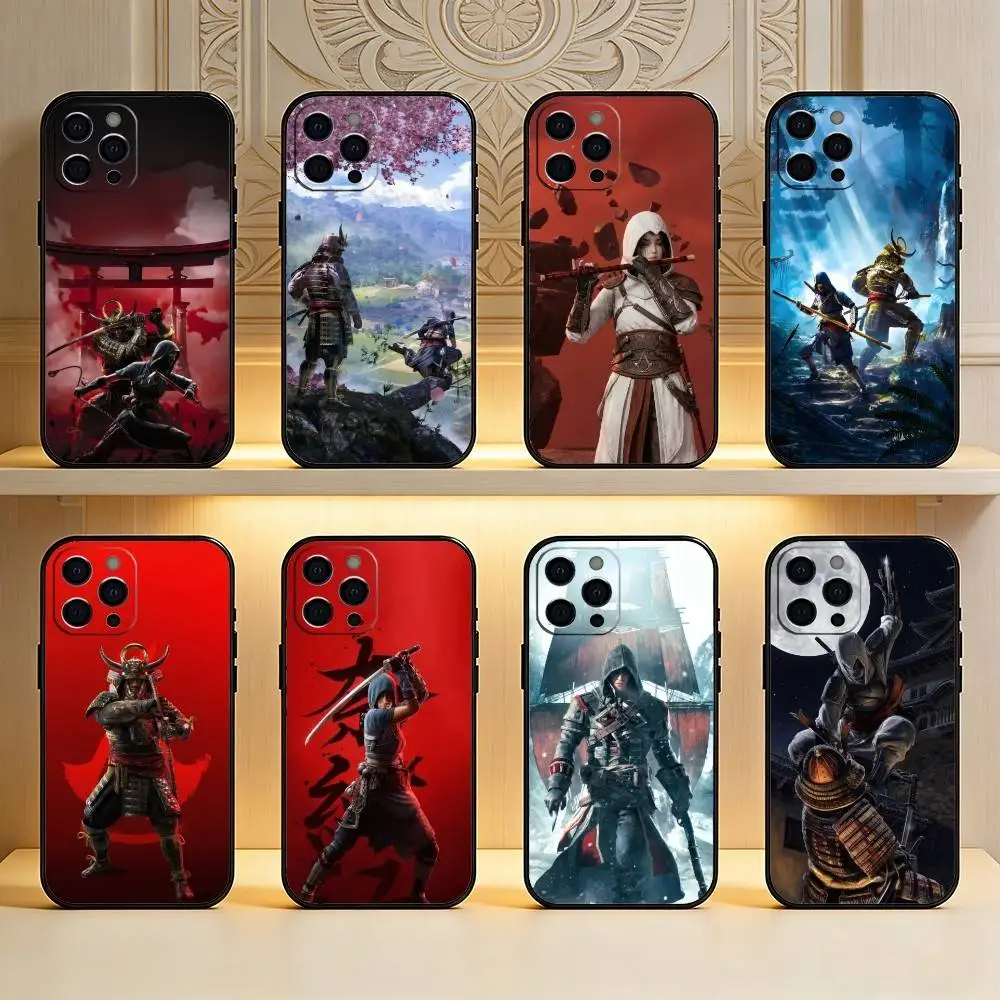 

A-Assassins Creed S-Shadows Naoe and Yasuke Phone Case For iPhone17,16,15,14,13,12 Plus,Max Soft Silicone Black Cover