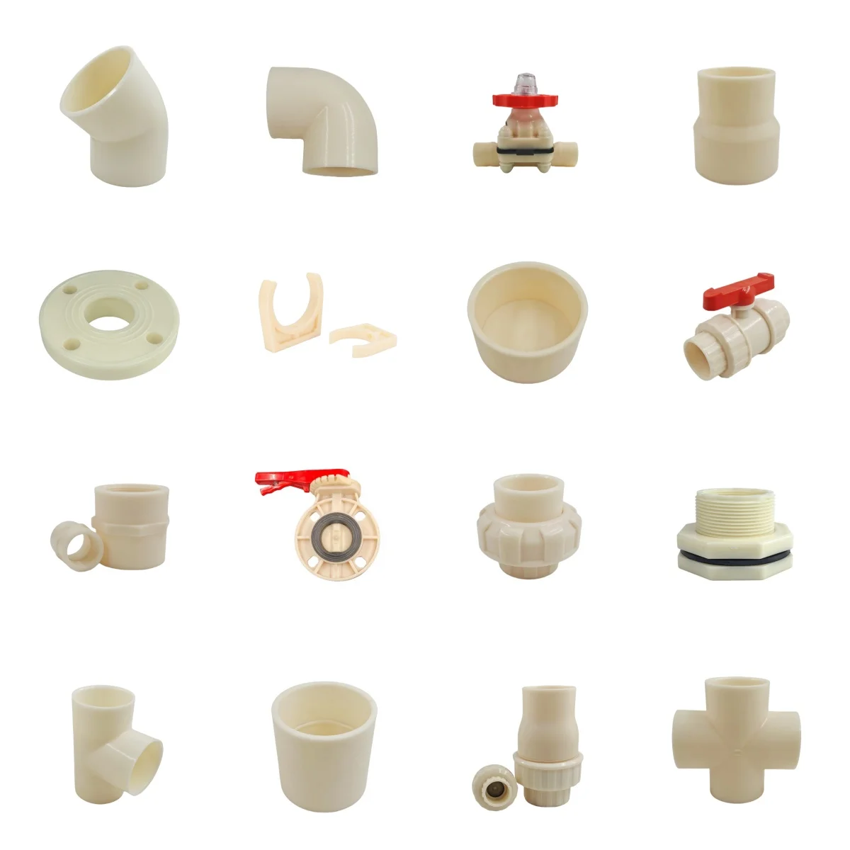 Injection-Molded ABS Plastic Fittings Anti-Corrosion Eco-Friendly OEM ODM DIN ANSI JIS Tees Elbows Flanges PN10