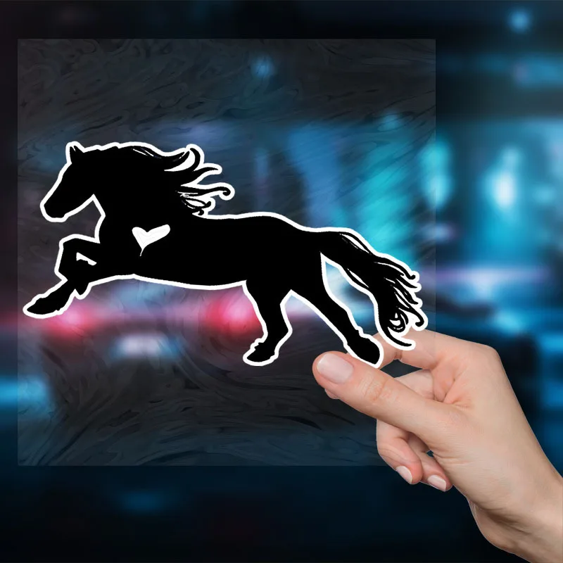 ALLENG Galloping Horse Vinyl Decal with Heart Design - Equestrian Themed Sticker for Cars PVC Material, Dynamic Movement Imagery